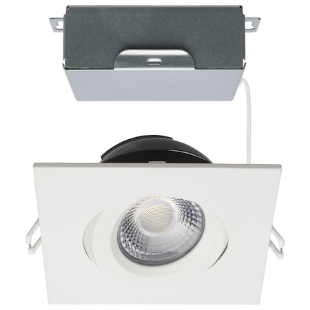Satco 12W LED Downlight, Gimbal 4 in, CCT Select, Square, Remote Driver, White, 850L 120V S11621R1